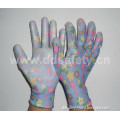 Flower Design Nylon White PU Glove (DPU511)